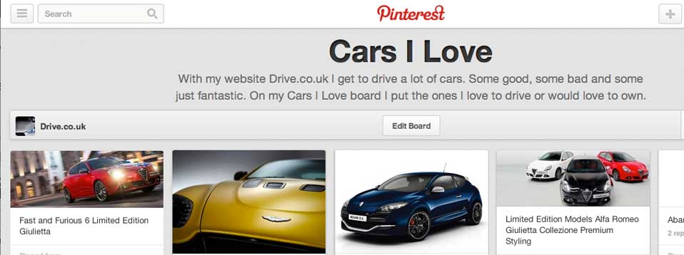 The Pinterest Board Cars I Love for Drive